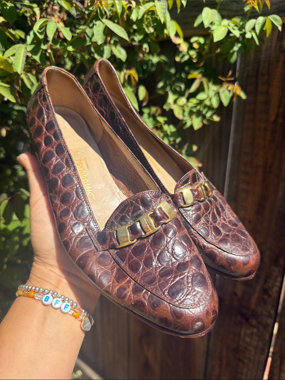 Salvatore Ferragamo Womens Shoes Brown Slip On Loafers Buckles Italy